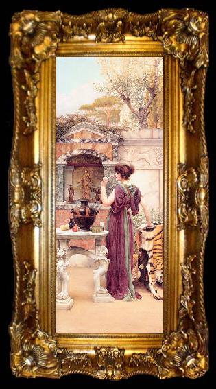 framed  John William Godward At the Garden Shrine, Pompeii, ta009-2
